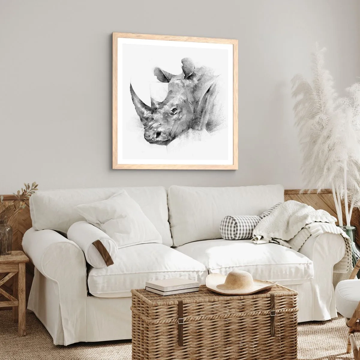 Plakat i ramme af lyst egetræ - Afrikansk portræt - 40x40 cm