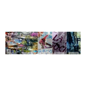 Fototapet Prøve Standard Eco - En collage af minder - Graffiti, Vægmaleri, Moderne mønster - 100x30 cm
