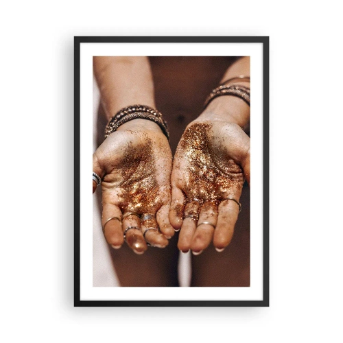 Plakat i sort ramme - Hænder med skinnende glimmer - 50x70cm - En gave til dig - Moderne vægdekoration til stue og soveværelse ARTTOR