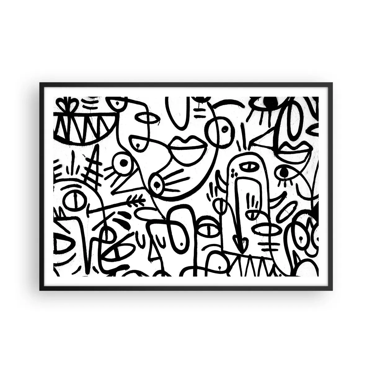 Plakat i sort ramme - Ansigter og luftspejlinger - 100x70 cm