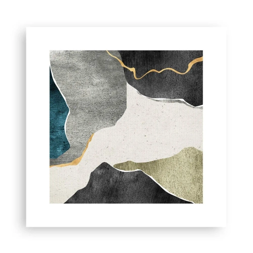 Plakat - Mosaikkomposition med en streng af guld - 30x30 cm