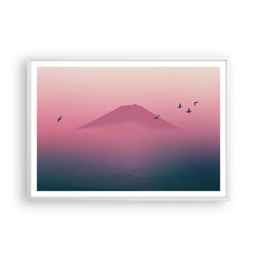 Plakat i hvid ramme - Vandrer over skyerne - 100x70 cm