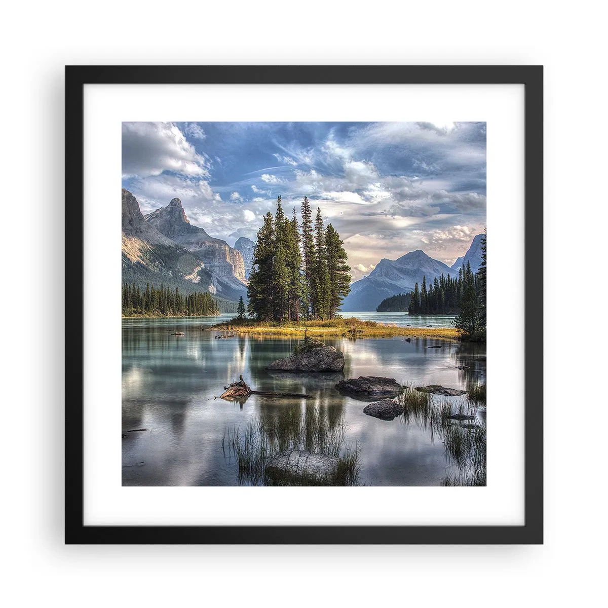 Plakat i sort ramme - Over store og klare vande… - 40x40 cm