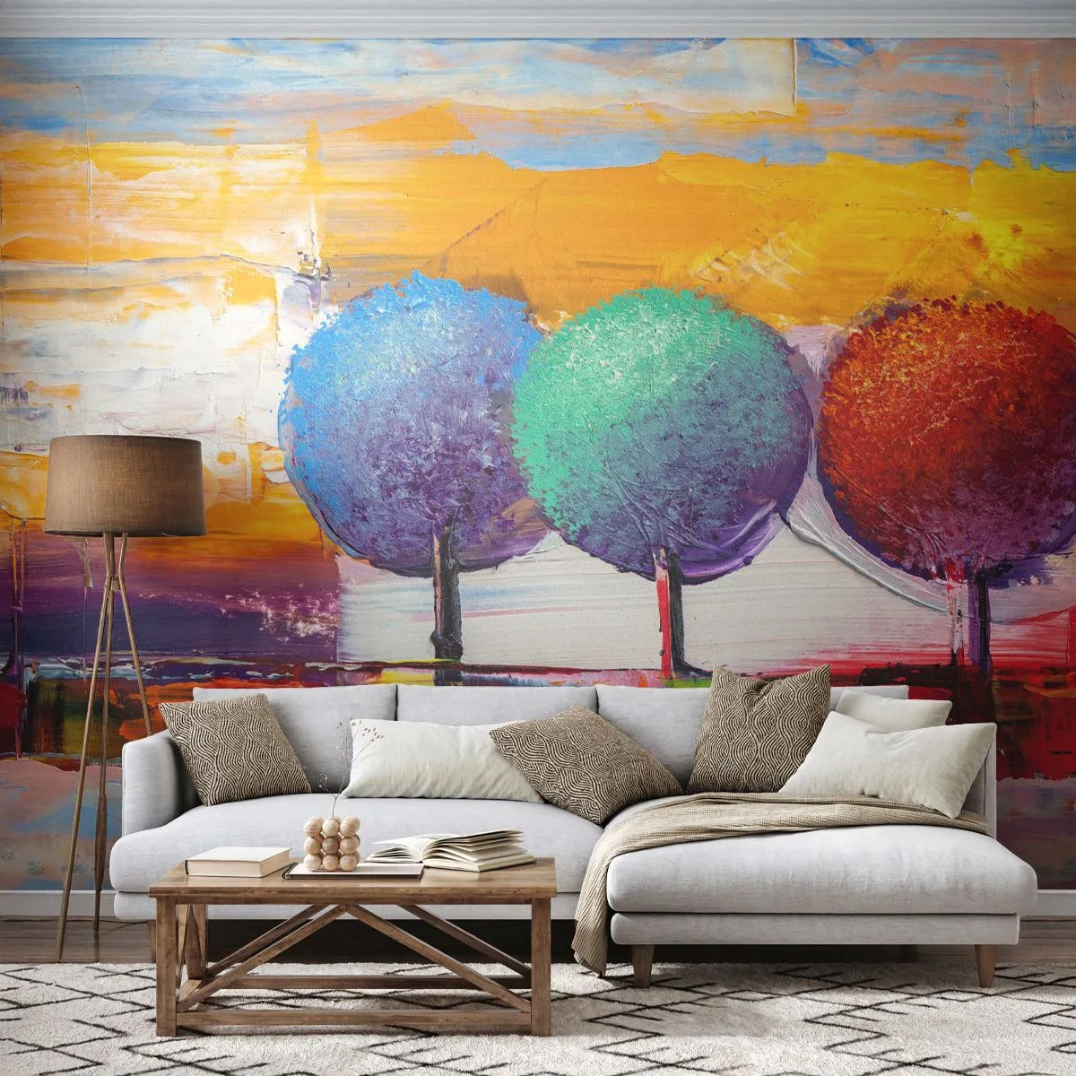 Fototapet Premium Canvas - Tredje gang er lykkens gang - Landskab, Træer, Stykke - 450x315 cm