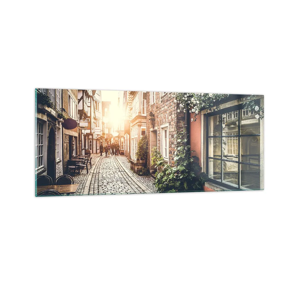 Billede på glas - En rosengyde i et lyserødt skær - 100x40 cm