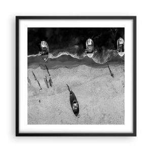 Plakat i sort ramme - Stadig på kysten... - 50x50 cm