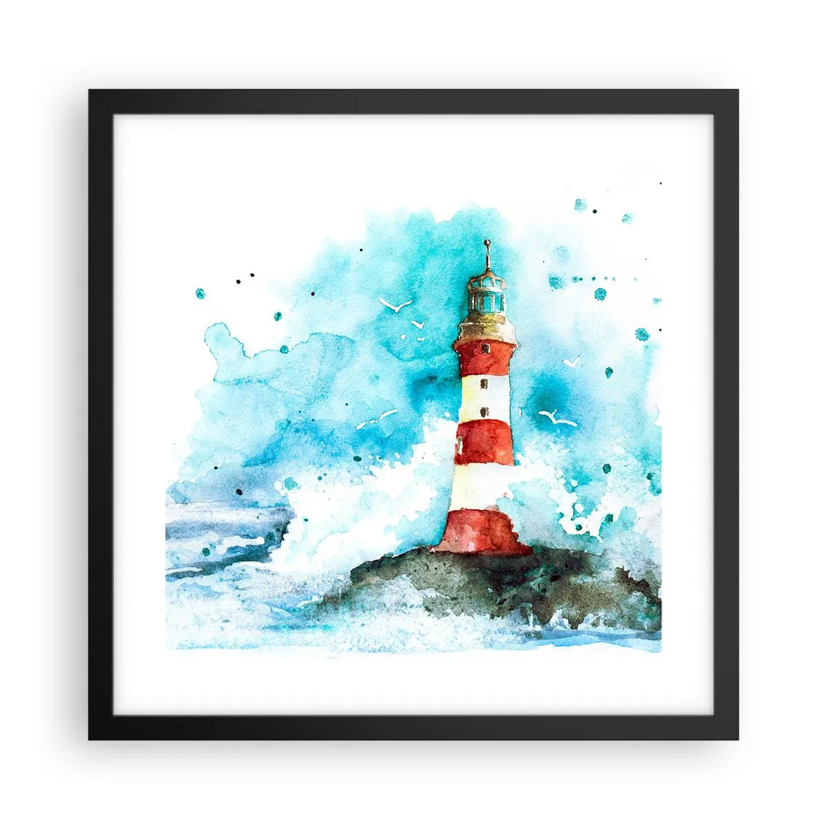 Plakat i sort ramme - Elementernes enhed - 40x40 cm