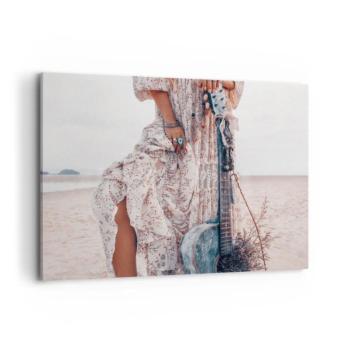 Lærredstryk - Billede på lærred - Børn blomster på vej - 100x70 cm