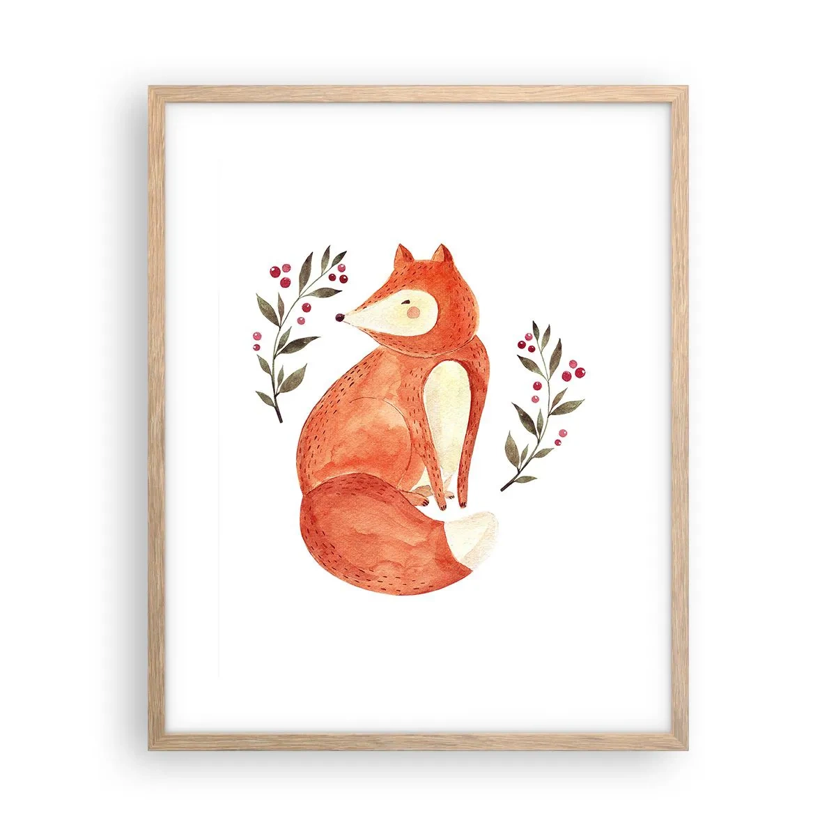 Plakat i ramme af lyst egetræ - Lille rødhåret - 40x50 cm
