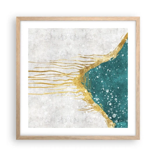 Plakat i ramme af lyst egetræ - Gyldent tidevand - 50x50 cm