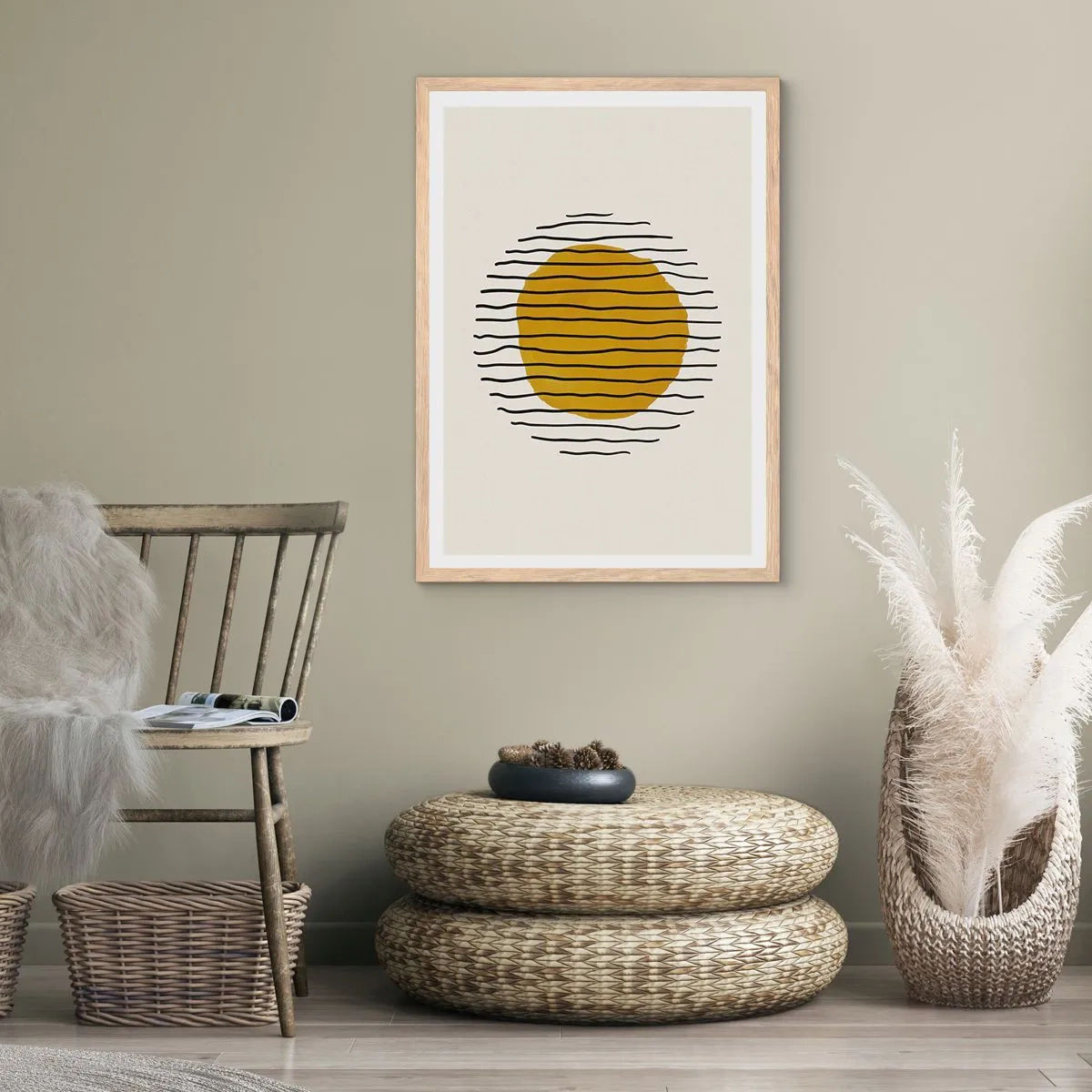 Plakat i ramme af lyst egetræ - Abstraktion, der skælver af varme - 70x100 cm