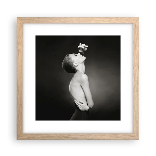 Plakat i ramme af lyst egetræ - Excentrisk elegance - 30x30 cm