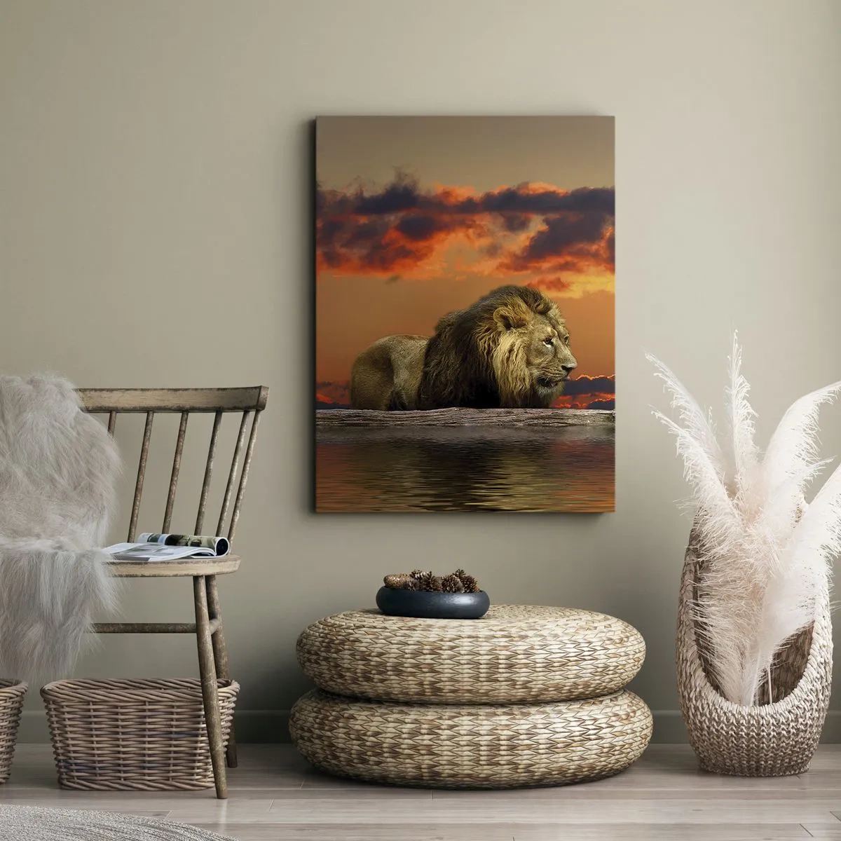 Lærredstryk - Billede på lærred - Naturens konge - 45x80 cm