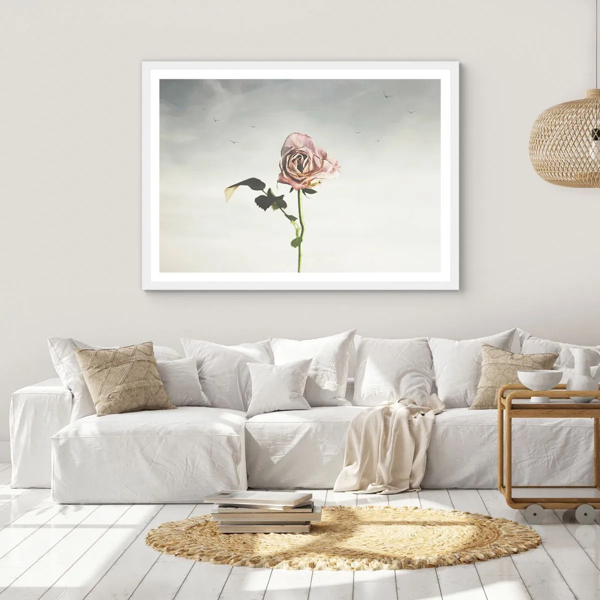 Plakat i hvid ramme - Velkomst til foråret - 100x70 cm