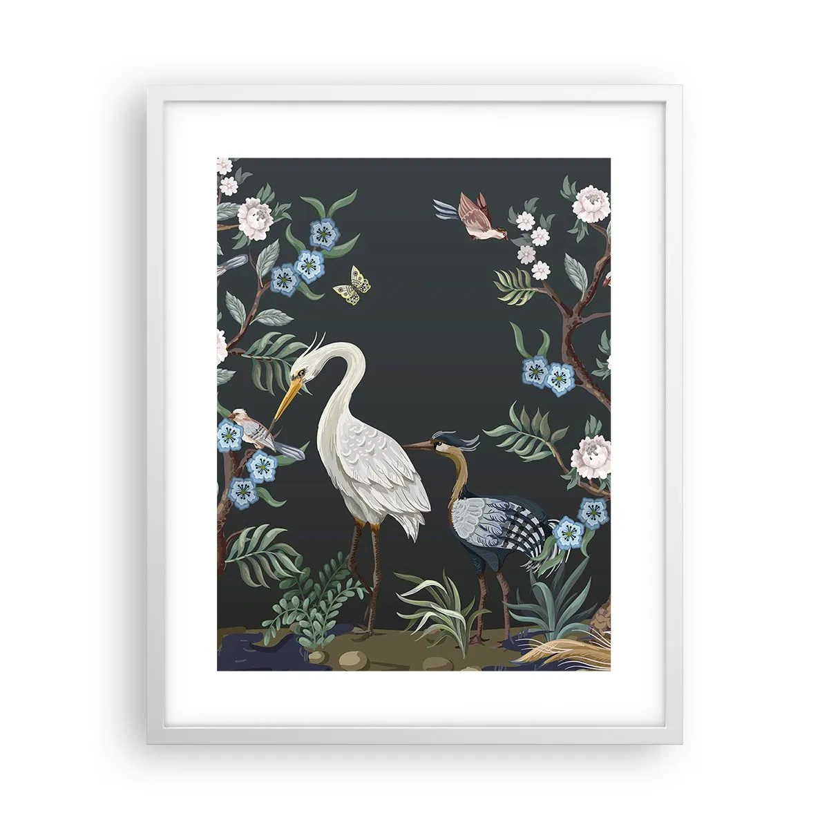 Plakat i hvid ramme - Fugleparade - 40x50 cm