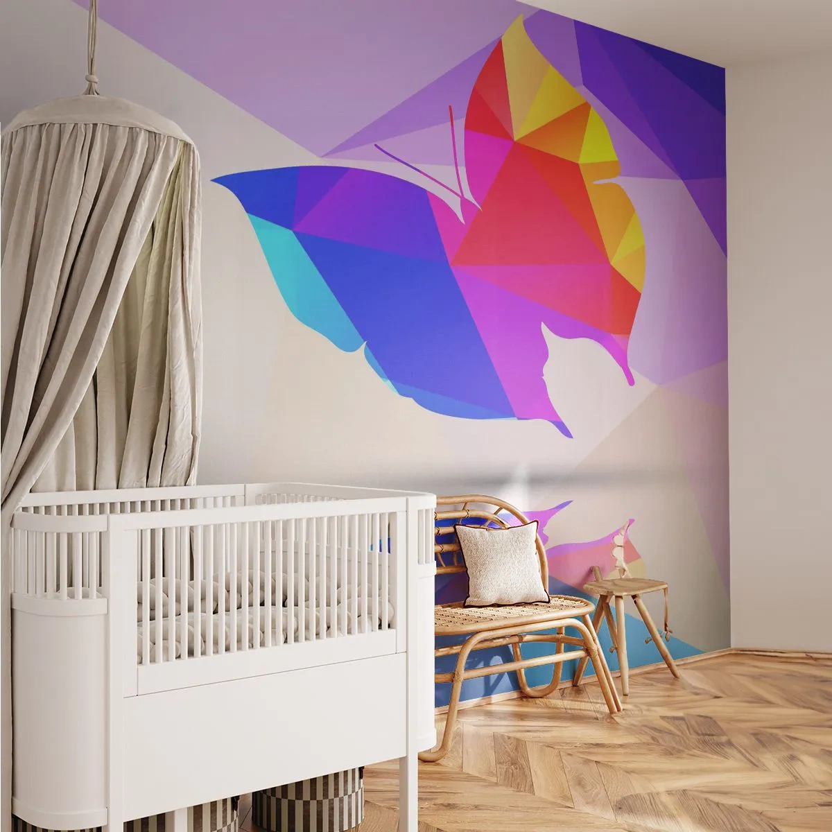 Fototapet Premium Canvas - Sommerfugl regnbue - Insekter, Sommerfugl, Geometrisk figur - 500x350 cm