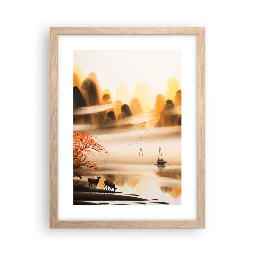 Plakat i ramme af lyst egetræ - Længere væk end det fjerne Østen - 30x40 cm