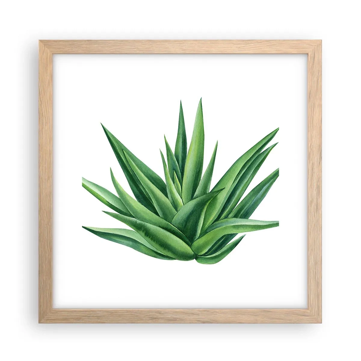 Plakat i ramme af lyst egetræ - Grøn - styrke - liv - 30x30 cm