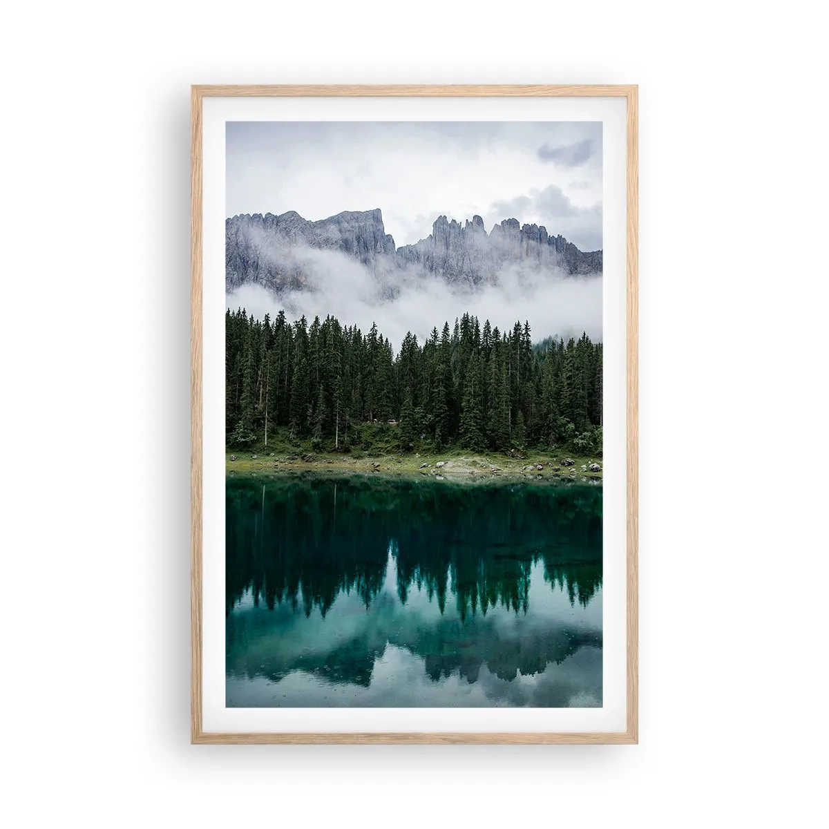 Plakat i ramme af lyst egetræ - Hys, tys, lad os ikke vække sovevandet... - 61x91 cm