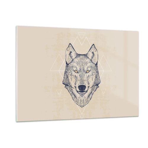 Billede på glas - En alfa med et gennemtrængende blik - 120x80 cm