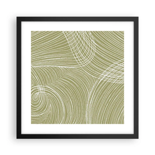 Plakat i sort ramme - Indviklet abstraktion i hvidt - 40x40 cm