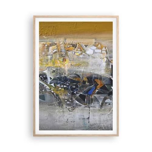 Plakat i ramme af lyst egetræ - Alt vil falde på plads - 70x100 cm