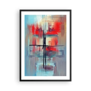 Plakat i sort ramme - Abstrakt komposition i dynamiske farver - 50x70cm - Landskab i en ukendt dimension - Moderne vægdekoration til stue og soveværelse ARTTOR