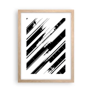 Plakat i ramme af lyst egetræ - Intens og dynamisk komposition - 30x40 cm