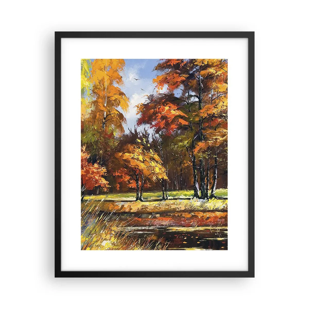 Plakat i sort ramme - Landskab i guld og bronze - 40x50 cm