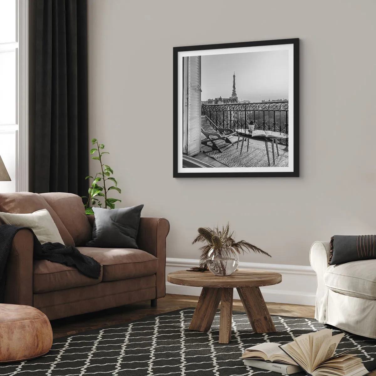 Plakat i sort ramme - Eftermiddag i Paris - 60x60 cm