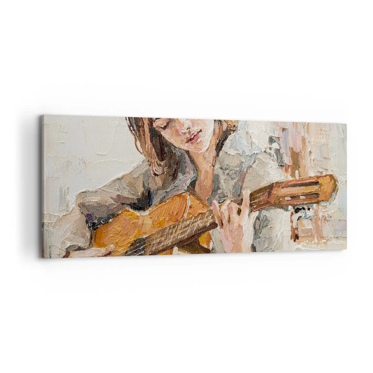 Lærredstryk - Billede på lærred - Koncert for guitar og et pigehjerte - 100x40 cm