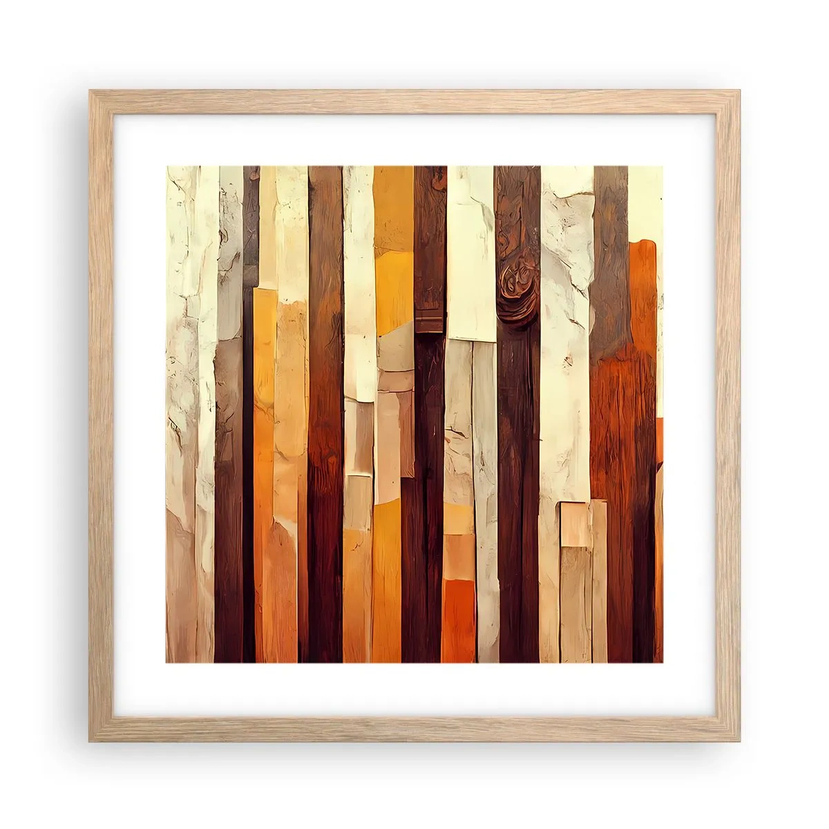 Plakat i ramme af lyst egetræ - Hymne af skovens træer - 40x40 cm