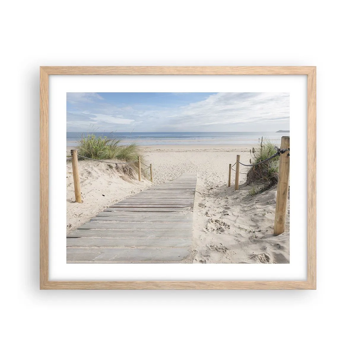 Plakat i ramme af lyst egetræ - Ud over horisonten - 50x40 cm