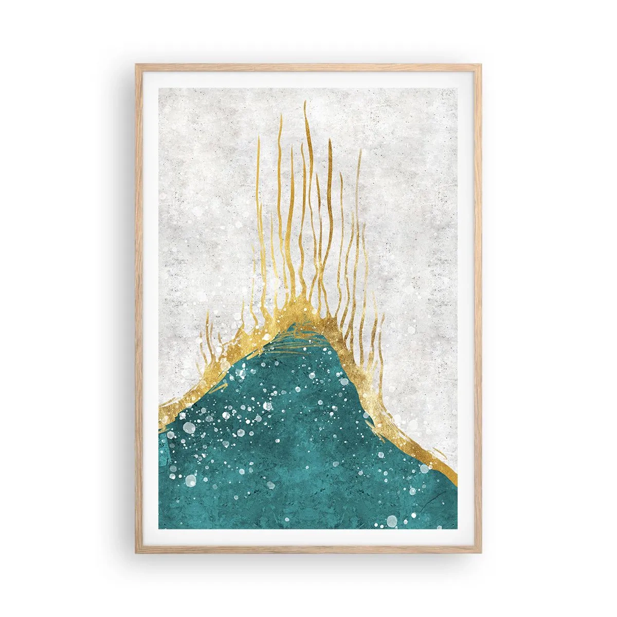 Plakat i ramme af lyst egetræ - Gyldent tidevand - 70x100 cm