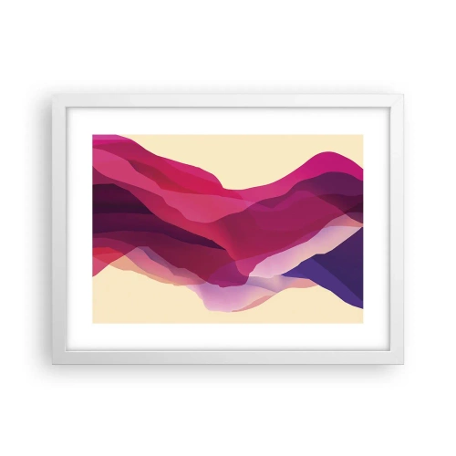 Plakat i hvid ramme - Bølger i lilla - 40x30 cm