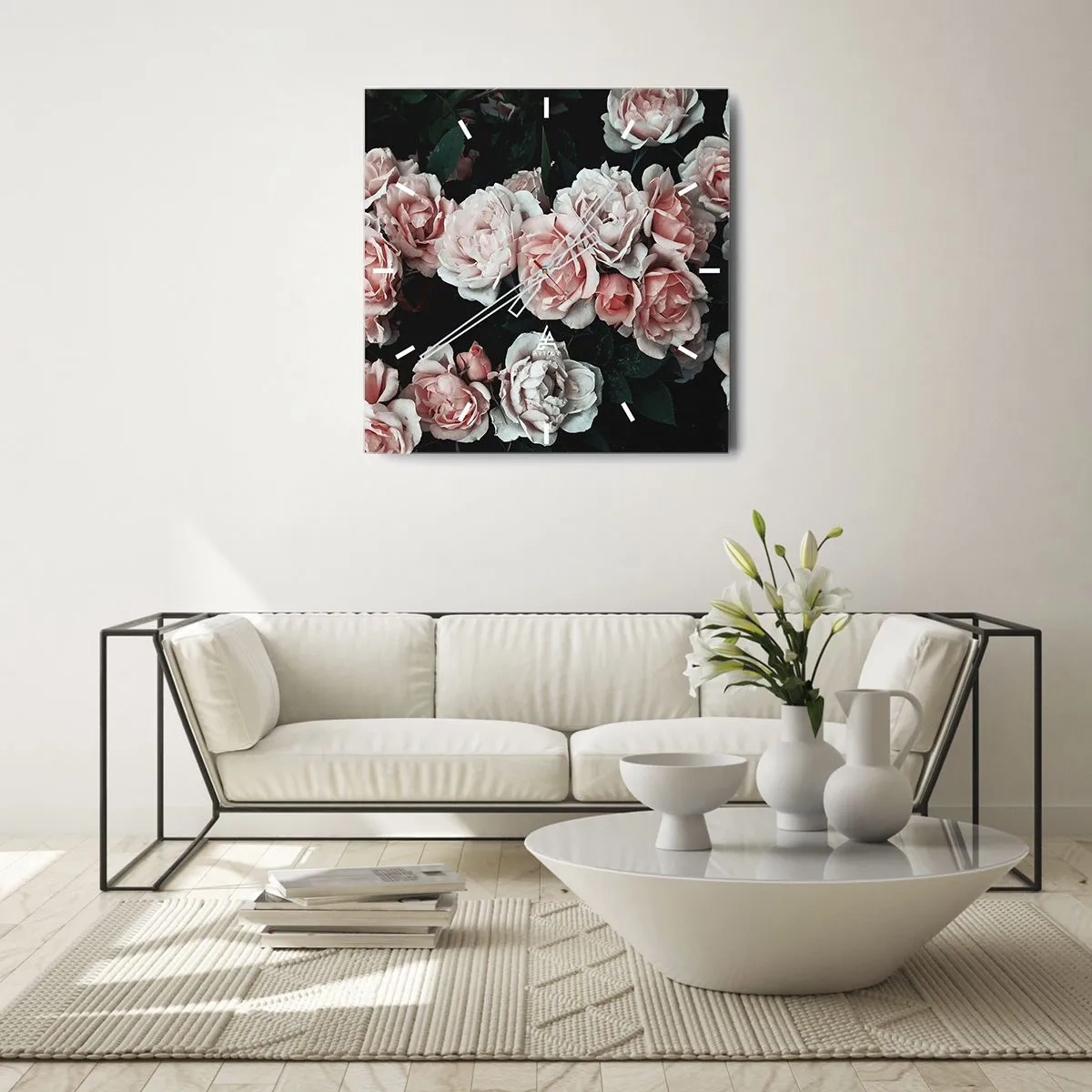 Vægur, Uret - Lyserød ansamble - 30x30 cm