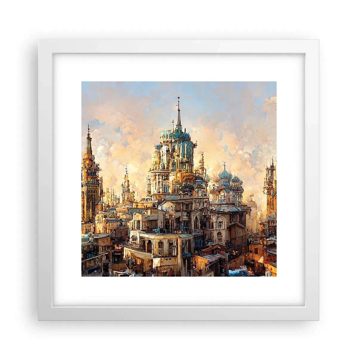 Plakat i hvid ramme - En by af byer - 30x30 cm