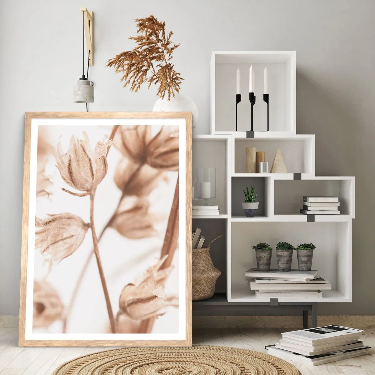 Plakat i ramme af lyst egetræ - De kalder på slutningen af sommeren - 30x40 cm