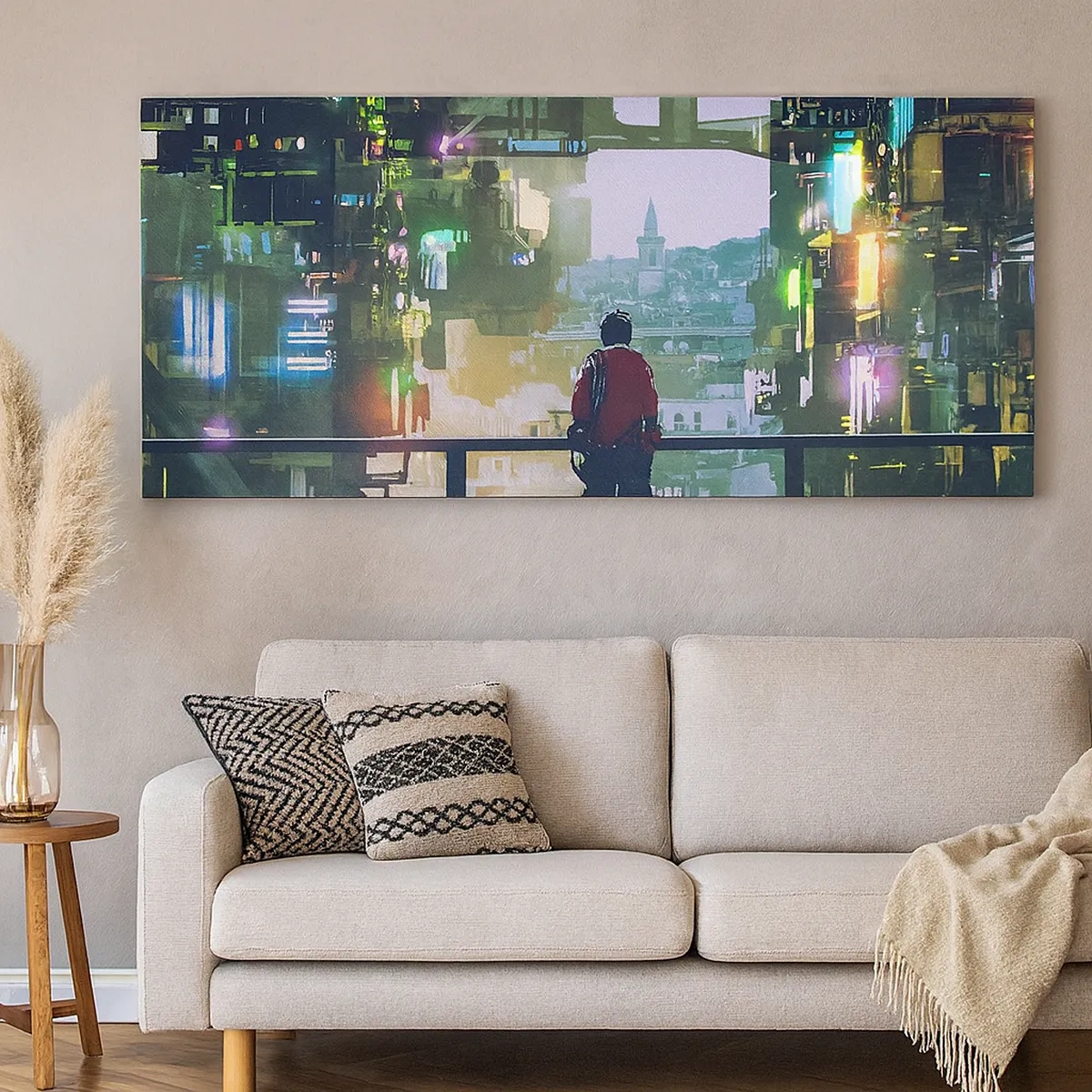 Lærredstryk - Billede på lærred - To verdener - 30x30 cm