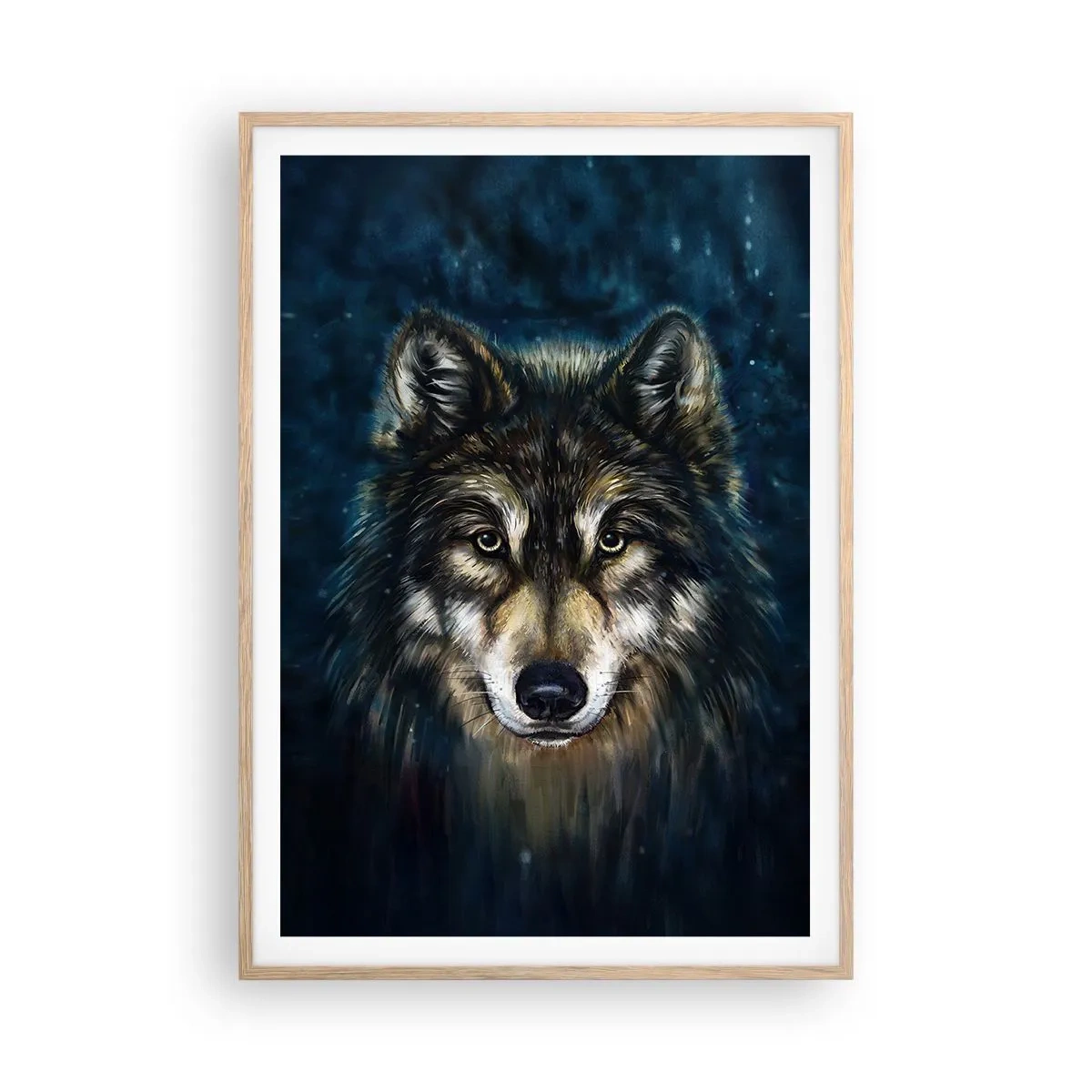 Plakat i ramme af lyst egetræ - Alfa? Og omega - 70x100 cm