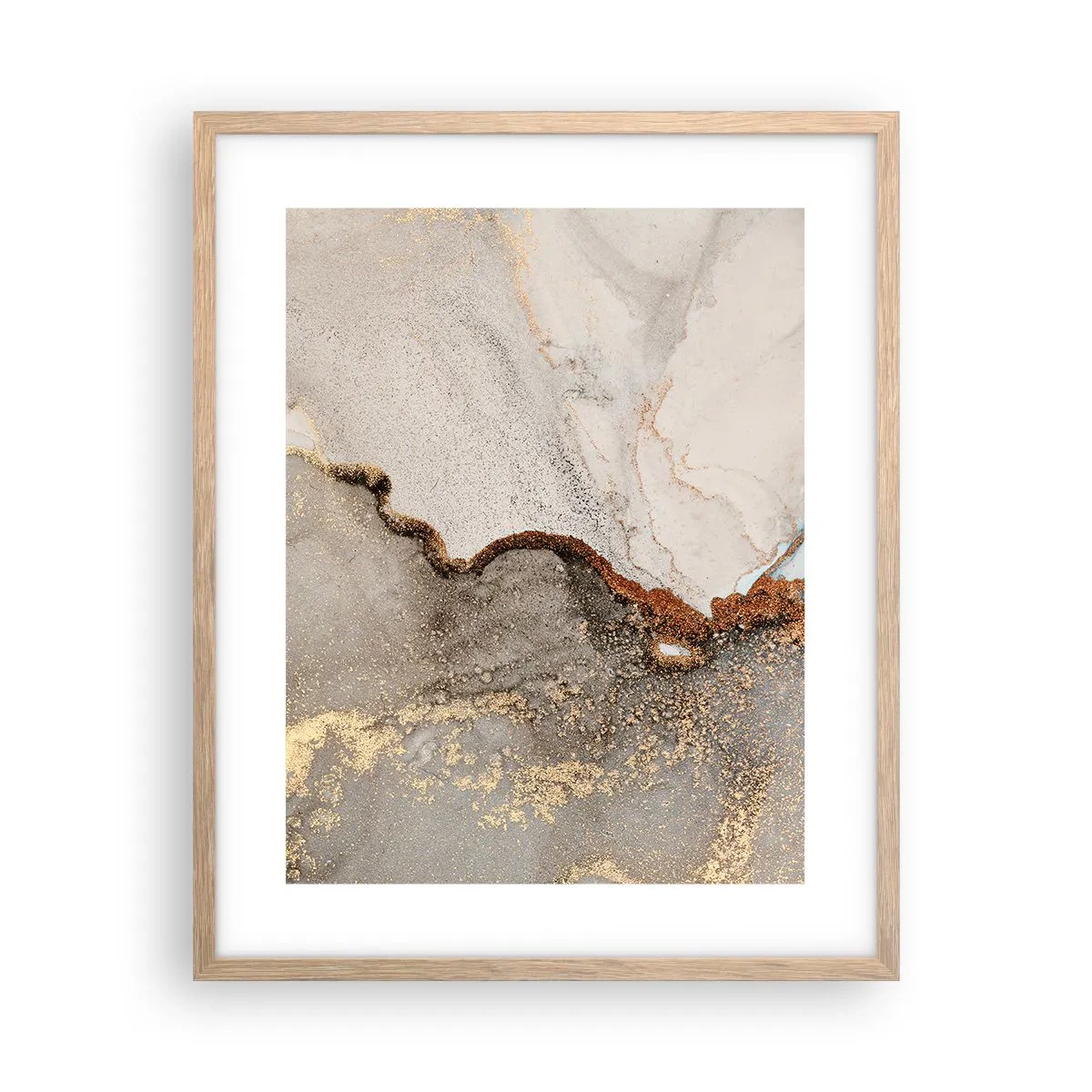 Plakat i ramme af lyst egetræ - På farvegrænsen - 40x50 cm