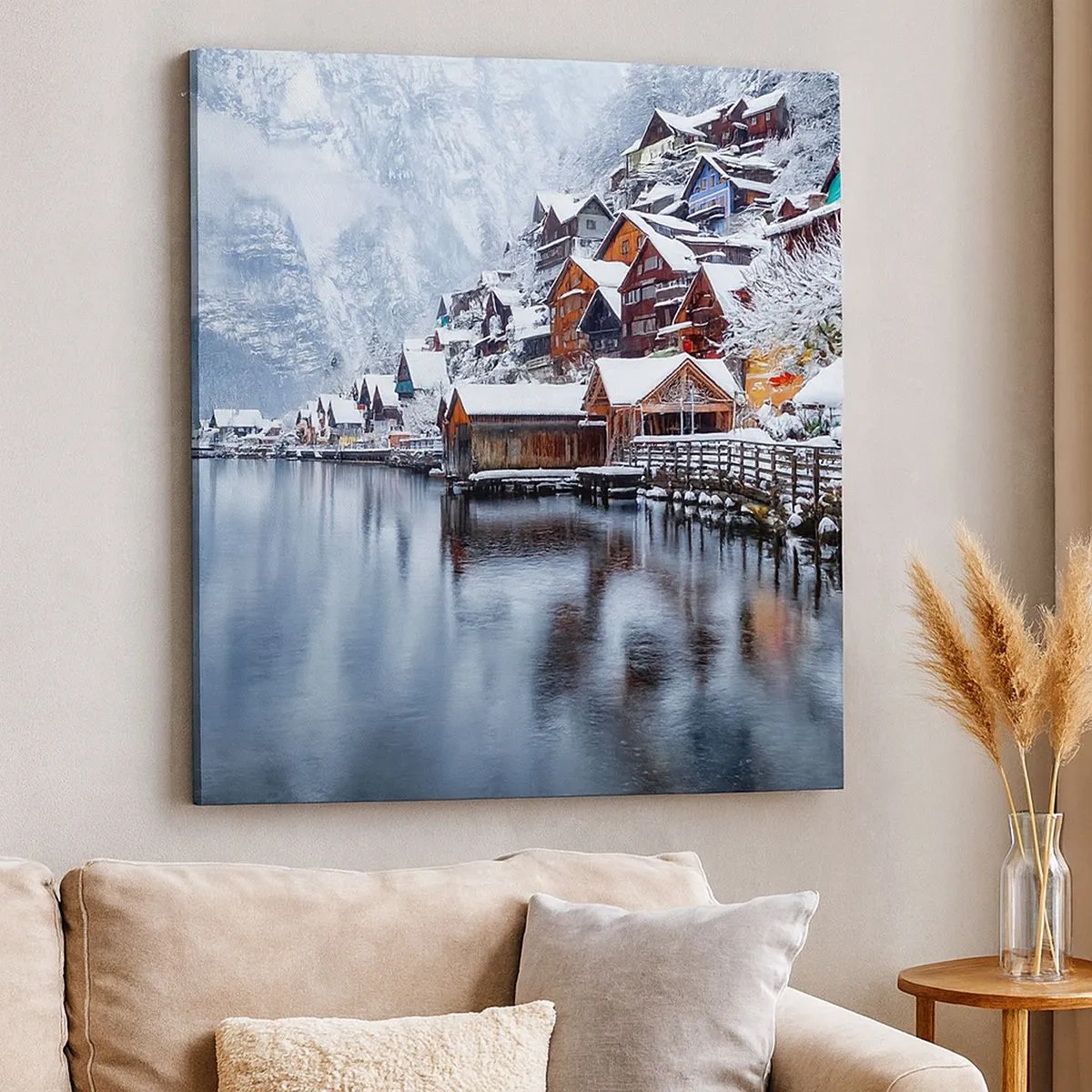 Lærredstryk - Billede på lærred - I en vinterdekoration - 30x30 cm