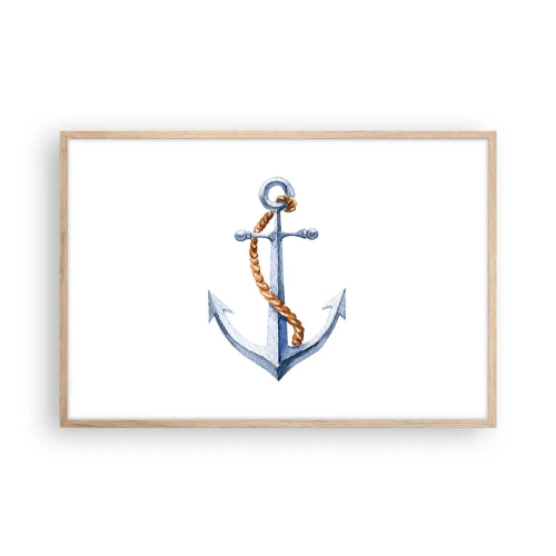 Plakat i ramme af lyst egetræ - Ahoj eventyr! - 91x61 cm