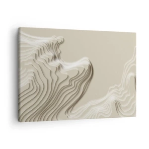 Lærredstryk - Billede på lærred - Et abstrakt mønster i beige nuancer med en lineær effekt. - 70x50cm - Kunstens topografi - Moderne vægdekoration til stue og soveværelse ARTTOR