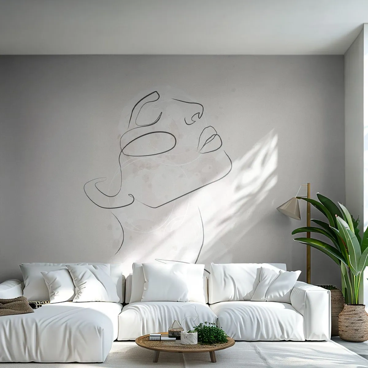 Fototapet Premium Canvas - Skitse af drømmen - Kvindens ansigt, Kvinde, Grafik - 500x350 cm