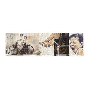 Prøve Fototapet Selvklæbende Deluxe Sticker - Sandt eller falsk? - Abstraktion, Vægmaleri, Cykel - 100x30 cm