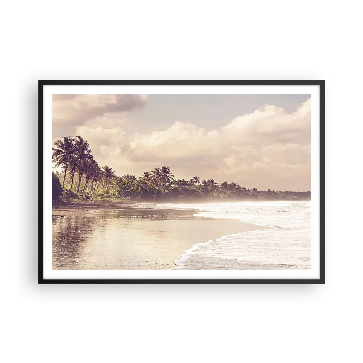 Plakat i sort ramme - Kærtegner bølgerne - 100x70 cm