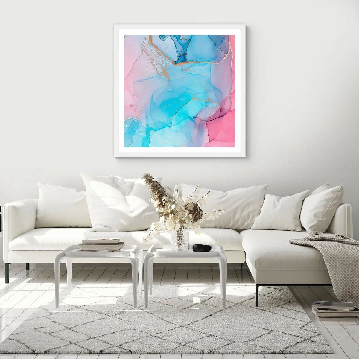 Plakat i hvid ramme - Møde og gennemtrængning - 40x40 cm