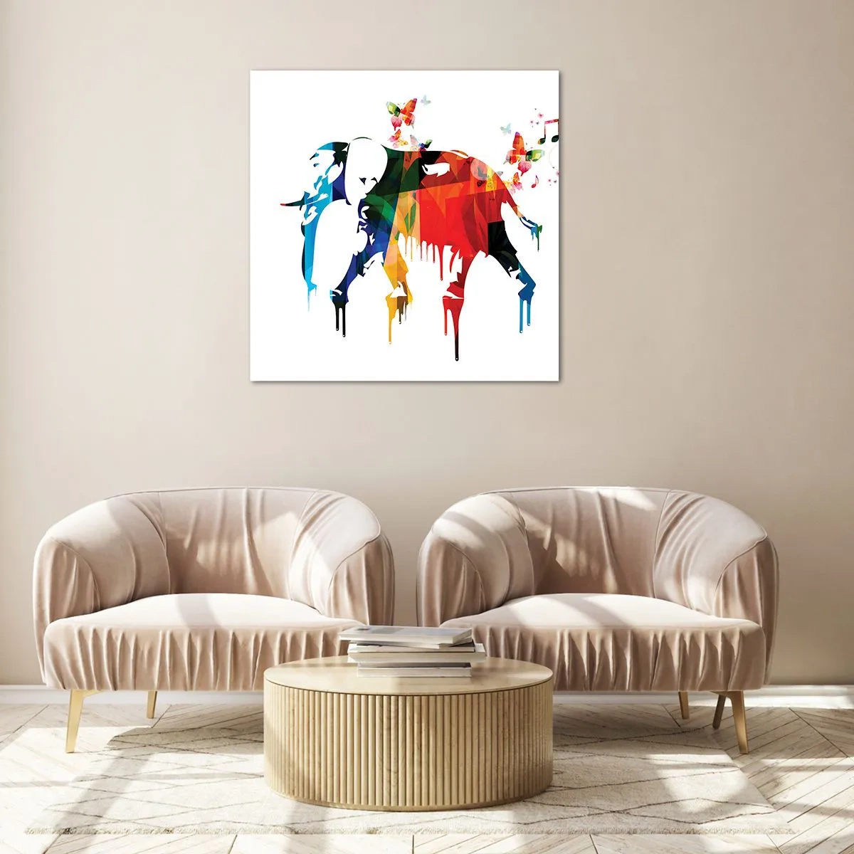 Billede på glas - Alle kan danse - 40x40 cm