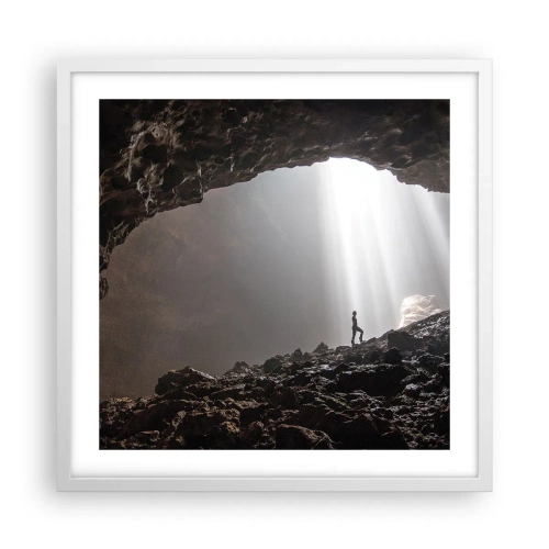 Plakat i hvid ramme - Lysende grotte - 50x50 cm